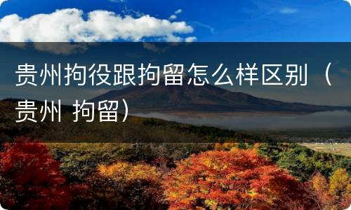 贵州拘役跟拘留怎么样区别（贵州 拘留）