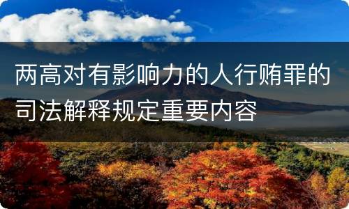两高对有影响力的人行贿罪的司法解释规定重要内容