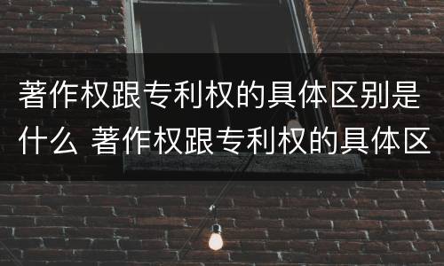 著作权跟专利权的具体区别是什么 著作权跟专利权的具体区别是什么意思