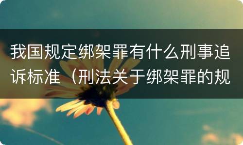 我国规定绑架罪有什么刑事追诉标准(刑法关于绑架罪的规定)