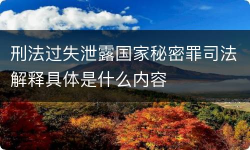 刑法过失泄露国家秘密罪司法解释具体是什么内容