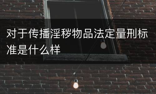 对于传播淫秽物品法定量刑标准是什么样