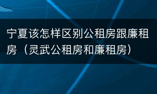 宁夏该怎样区别公租房跟廉租房（灵武公租房和廉租房）