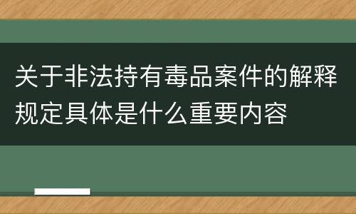 关于非法持有毒品案件的解释规定具体是什么重要内容