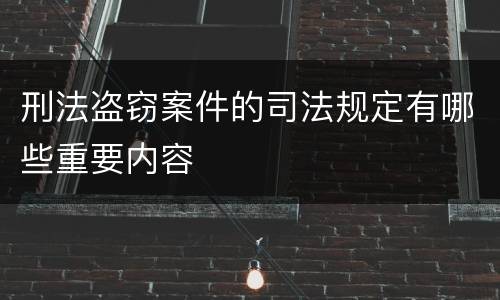 刑法盗窃案件的司法规定有哪些重要内容