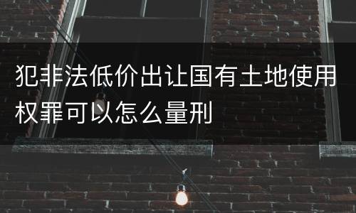 犯非法低价出让国有土地使用权罪可以怎么量刑