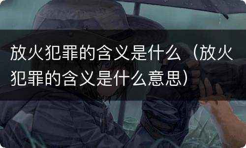 放火犯罪的含义是什么（放火犯罪的含义是什么意思）