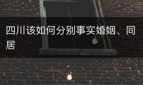 四川该如何分别事实婚姻、同居