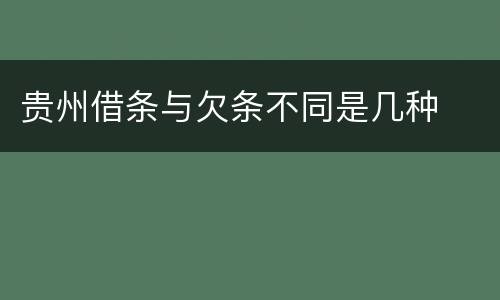 贵州借条与欠条不同是几种