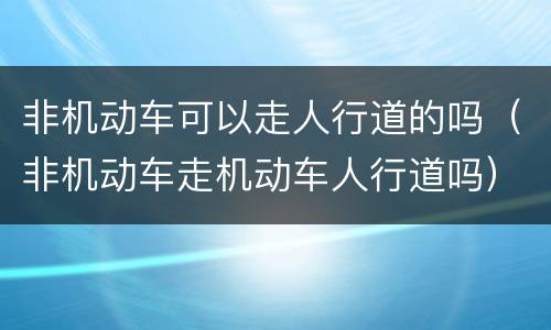 非机动车可以走人行道的吗（非机动车走机动车人行道吗）
