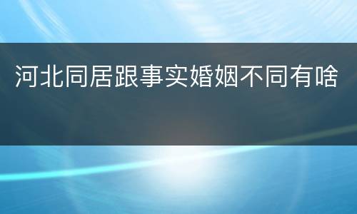 河北同居跟事实婚姻不同有啥