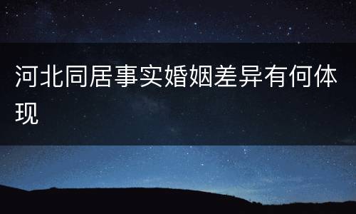 河北同居事实婚姻差异有何体现