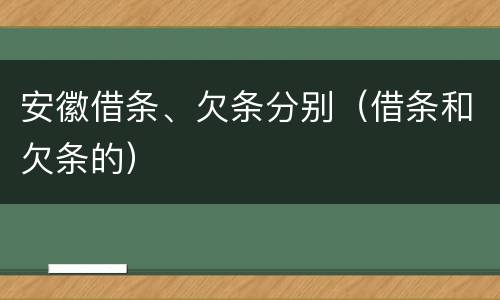 安徽借条、欠条分别（借条和欠条的）