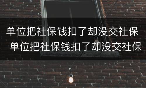 单位把社保钱扣了却没交社保 单位把社保钱扣了却没交社保怎么办
