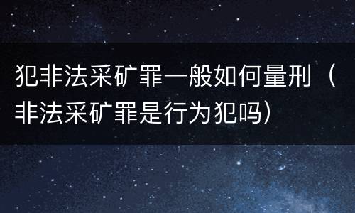 犯非法采矿罪一般如何量刑（非法采矿罪是行为犯吗）