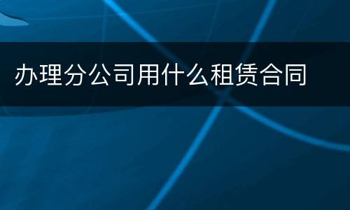 办理分公司用什么租赁合同
