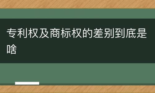 专利权及商标权的差别到底是啥