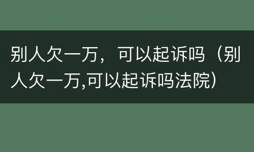 别人欠一万，可以起诉吗（别人欠一万,可以起诉吗法院）