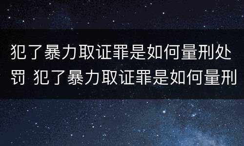 犯了暴力取证罪是如何量刑处罚 犯了暴力取证罪是如何量刑处罚的