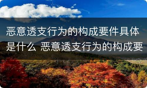 恶意透支行为的构成要件具体是什么 恶意透支行为的构成要件具体是什么意思
