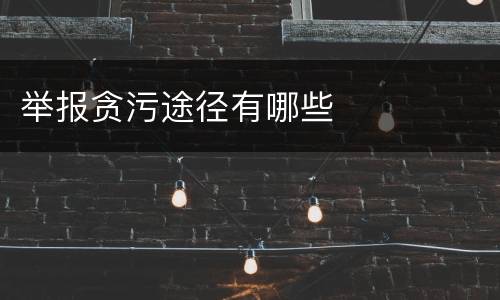 举报贪污途径有哪些