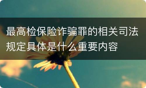 最高检保险诈骗罪的相关司法规定具体是什么重要内容