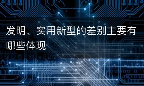 发明、实用新型的差别主要有哪些体现