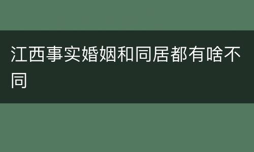 江西事实婚姻和同居都有啥不同