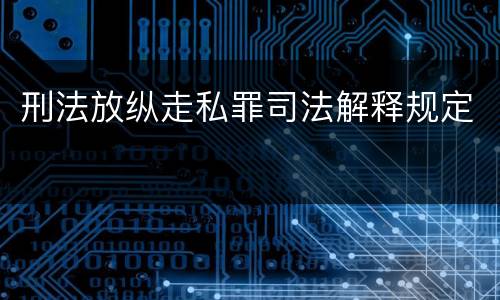 刑法放纵走私罪司法解释规定