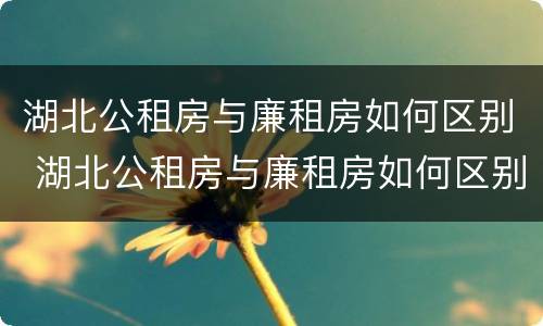 湖北公租房与廉租房如何区别 湖北公租房与廉租房如何区别呢