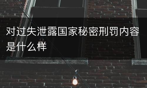 对过失泄露国家秘密刑罚内容是什么样