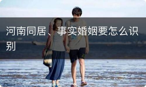 河南同居、事实婚姻要怎么识别