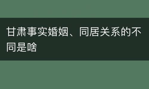 甘肃事实婚姻、同居关系的不同是啥