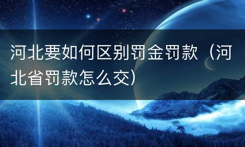 河北要如何区别罚金罚款（河北省罚款怎么交）