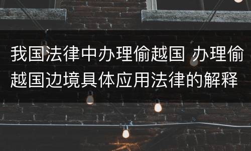 我国法律中办理偷越国 办理偷越国边境具体应用法律的解释
