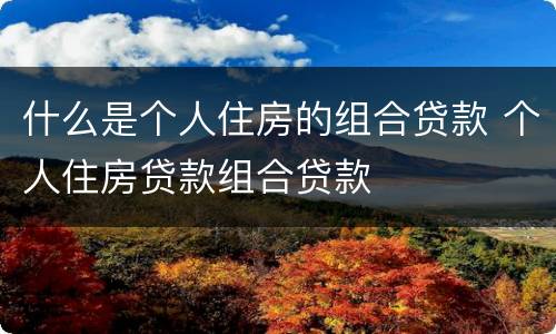 什么是个人住房的组合贷款 个人住房贷款组合贷款