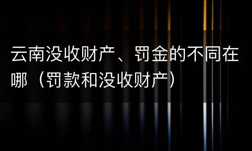 云南没收财产、罚金的不同在哪（罚款和没收财产）