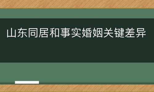 山东同居和事实婚姻关键差异