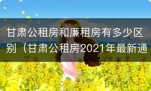 甘肃公租房和廉租房有多少区别（甘肃公租房2021年最新通知）