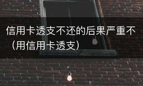 信用卡透支不还的后果严重不（用信用卡透支）