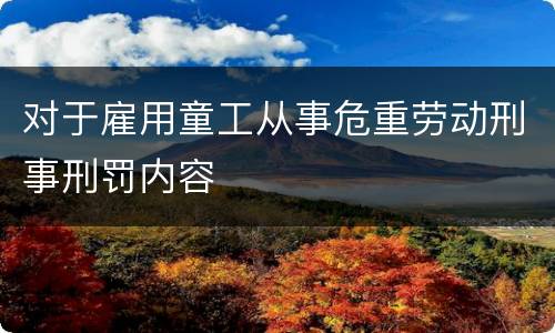 对于雇用童工从事危重劳动刑事刑罚内容