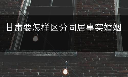 甘肃要怎样区分同居事实婚姻