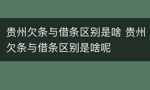 贵州欠条与借条区别是啥 贵州欠条与借条区别是啥呢