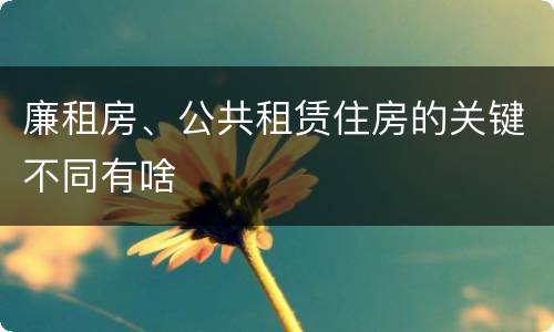 廉租房、公共租赁住房的关键不同有啥