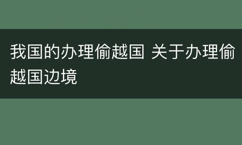 我国的办理偷越国 关于办理偷越国边境