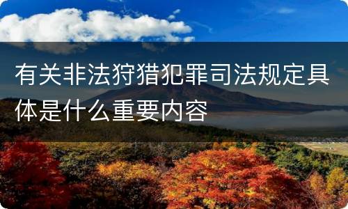 有关非法狩猎犯罪司法规定具体是什么重要内容