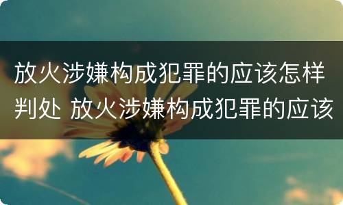 放火涉嫌构成犯罪的应该怎样判处 放火涉嫌构成犯罪的应该怎样判处罚款