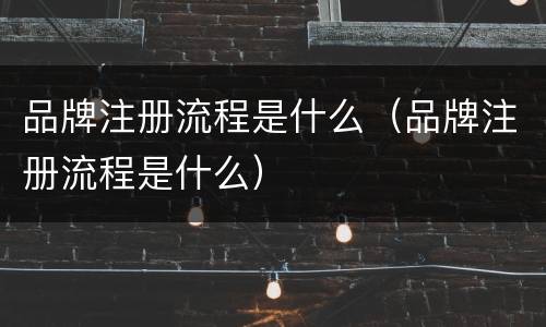 品牌注册流程是什么（品牌注册流程是什么）