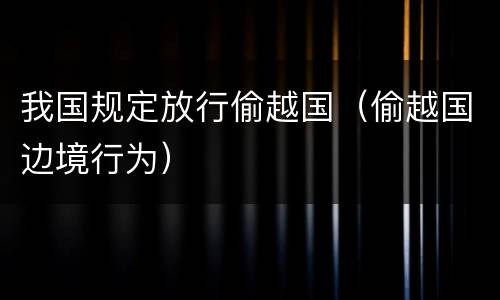 我国规定放行偷越国（偷越国边境行为）