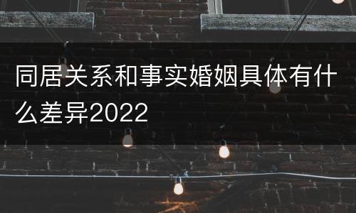 同居关系和事实婚姻具体有什么差异2022
